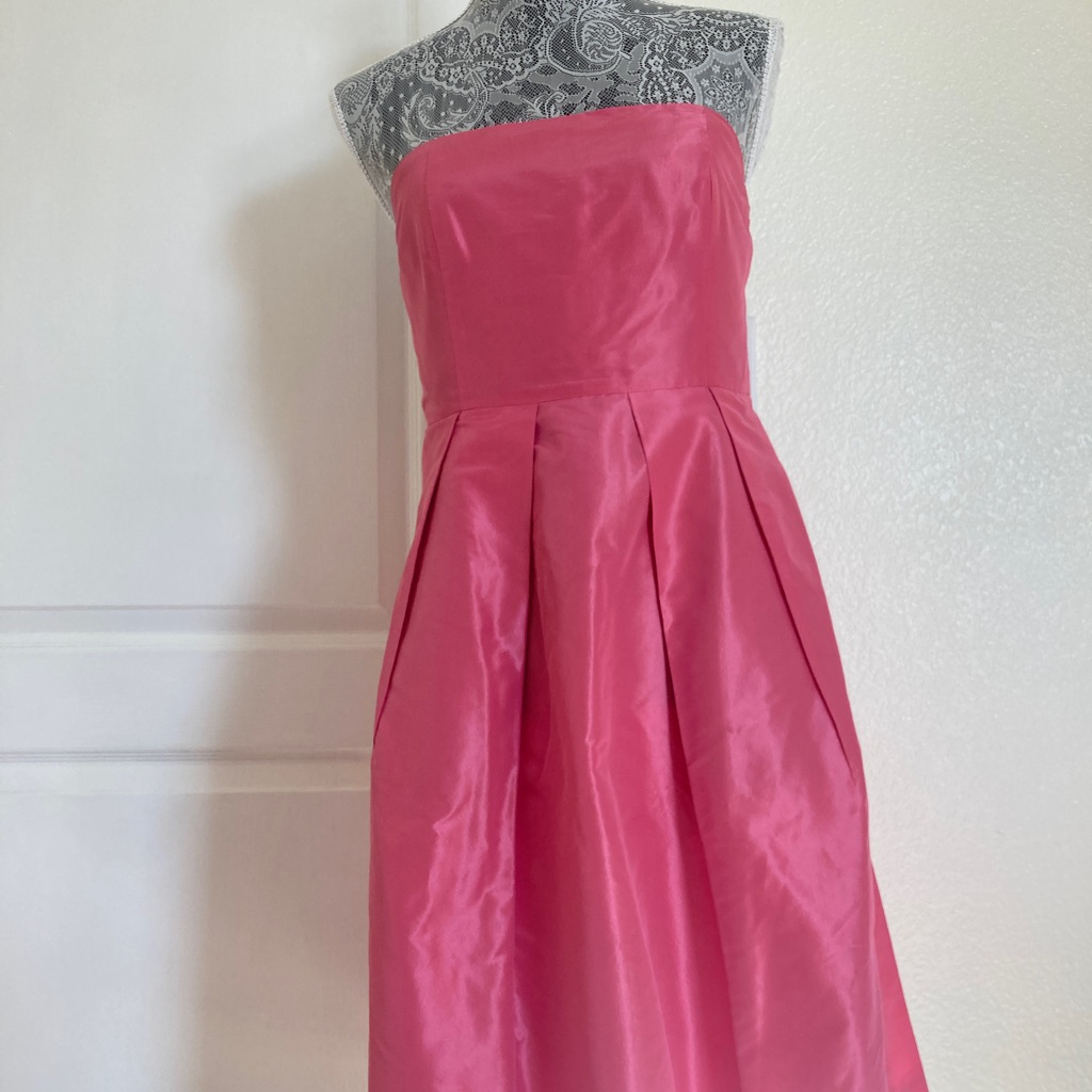 J Crew Lorelei Bright Pink Strapless Midi Dress